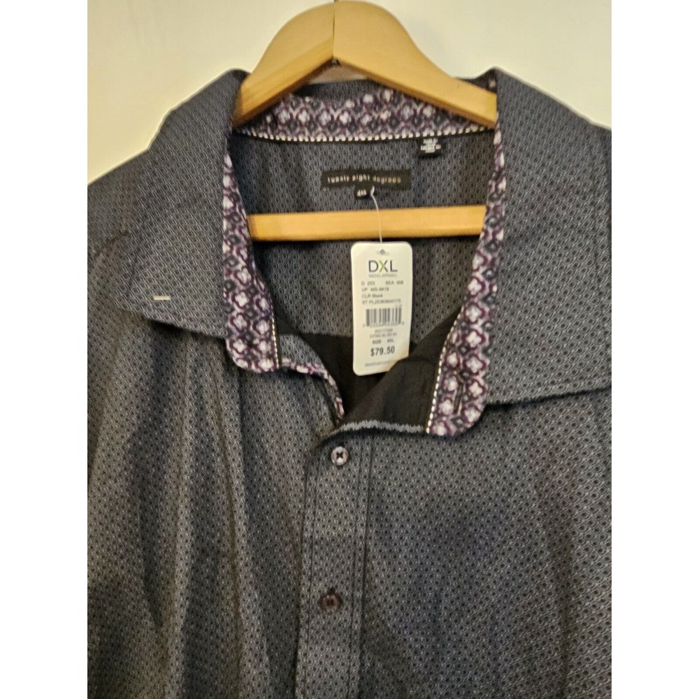 Twenty Eight Degrees Shirt Men's 4XL Long Sleeve Black with Purple Flip Cuff NEW